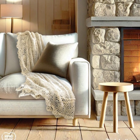 Exquisite Vintage Handmade Crochet Star Shaped Linen Bedspread Throw Table Cover - Picture 9 of 16